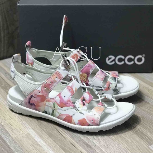 Ecco Shoes - NWT ECCO Jab Toggle Sandal White Floral Leather